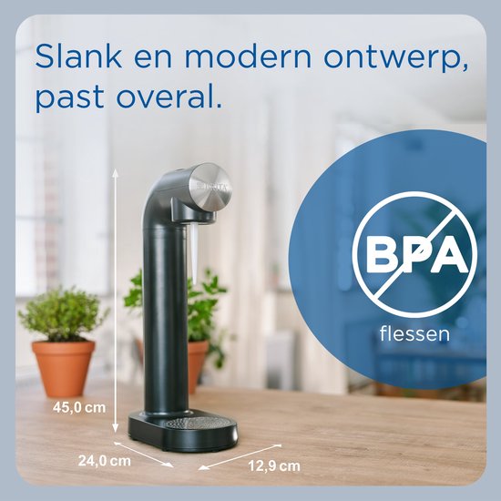 Brita SodaONE Sprudelwasserbereiter Schwarz – mit 1 CO₂-Flasche und 1 Soda-Flasche