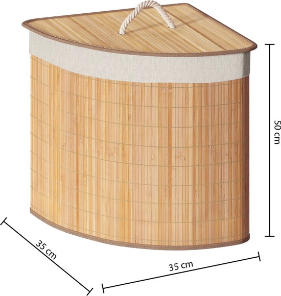 Wäschekorb aus Bambus, Eckmodell, 48 Liter – Laundry Basket Corner
