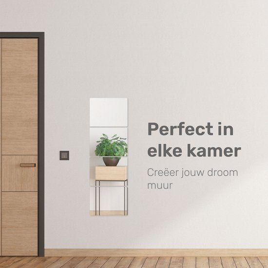 XL Klebespiegel 30x50 - 4 Stück - Kleber - Klebespiegel - Hollywood Schminkspiegel - Tür - Spiegel - Folie - Badezimmer - Groß - Aufkleber - Pass - Wand - Spiegel