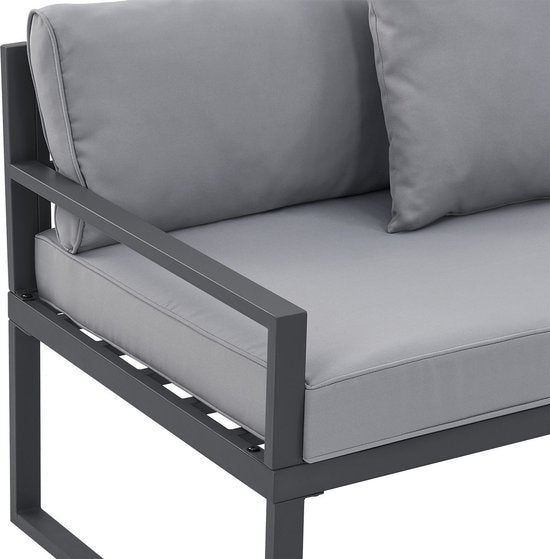 Juskys Lounge Set / Garten Set St. Tropez - 4 Personen - Stahl / Holz - Dunkelgrau - Inkl.