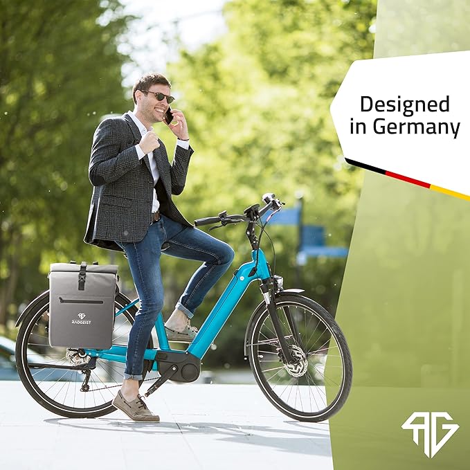 RADGEIST 3in1 Fahrradtasche für Gepäckträger - Fahrradtasche wasserdicht, extra robust mit Schnellverschluss - Fahrradtasche Rucksack (25 Liter) - Fahrradrucksack (grau)