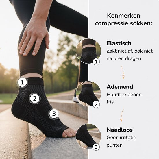 Alyze Kompressionssocken – 2 Paar – Größe 39–42 – Schwarz – Für Damen und Herren – Strümpfe – Bett – Schlafen – Sport – Socken – Laufen