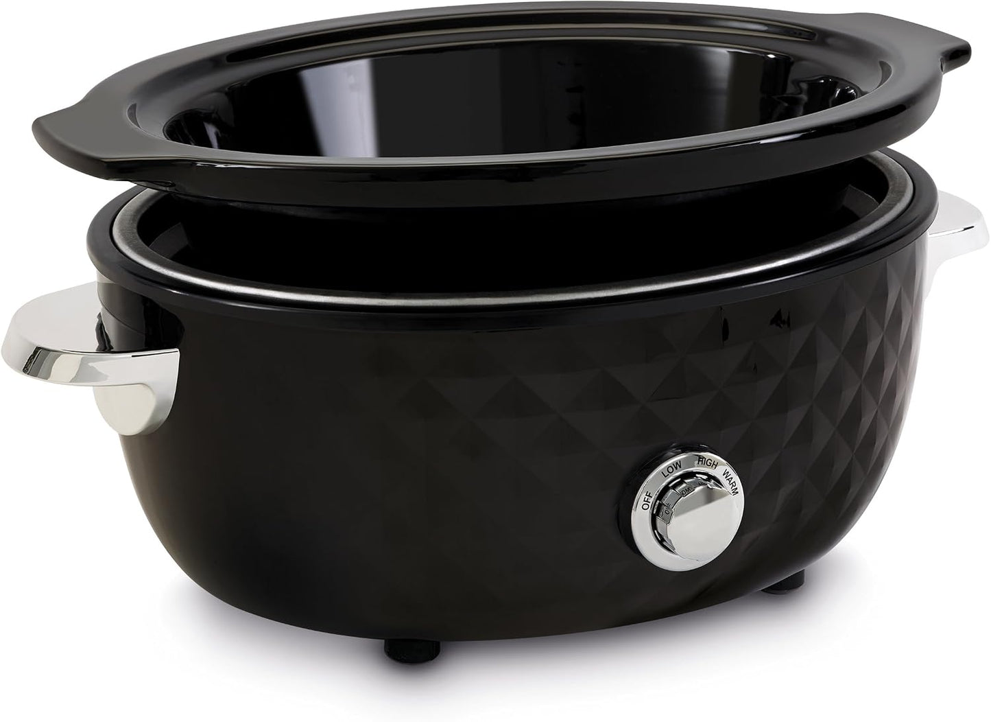 FRITEL Slow Cooker SC 2090 3,3 l – 150 W – 1–4 Personen – Keramiktopf – Schwarz/Chrom – 26 × 35,5 × 23 cm