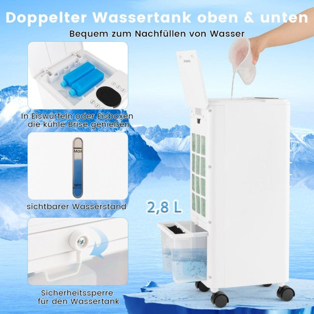 Coast 3-in-1-Luftkühler mit Ventilator und Luftbefeuchter – Timer – Weiß – 59 x 22 x 25,5 cm