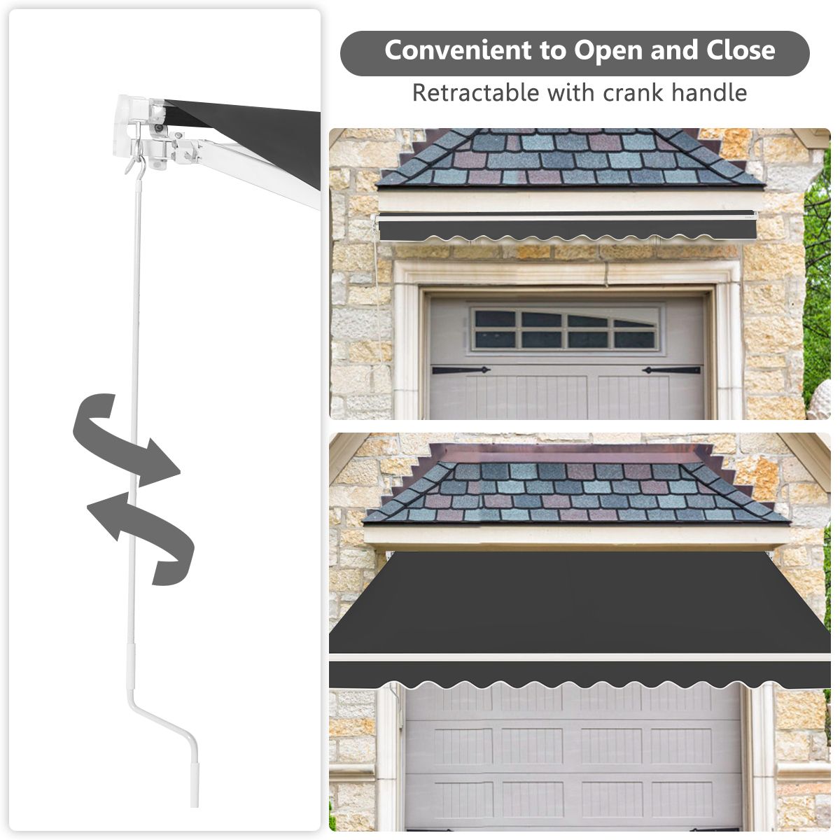 Coast ausziehbare Terrassenmarkise - 4 x 2,5 m - Mit Kurbel und Aluminiumgestell - Grau