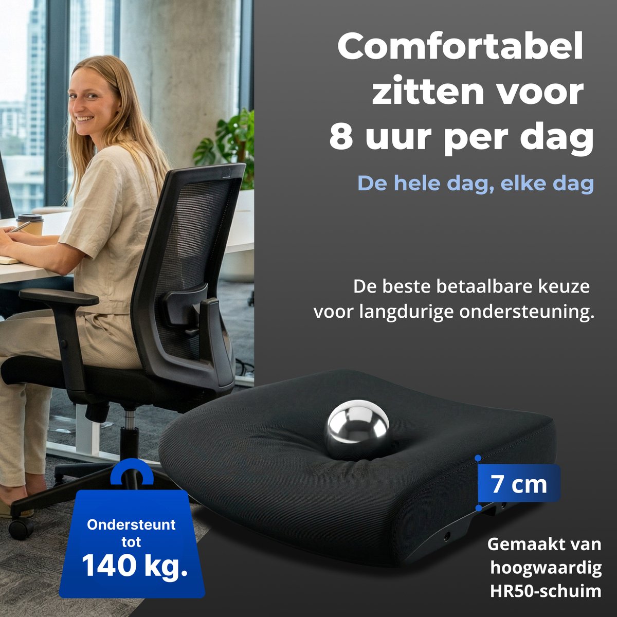 Backerz Low Mesh Bürostuhl Schwarz – 51 cm Sitztiefe – Ergonomisch – Bis zu 140 kg