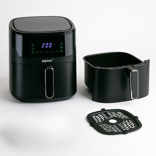 alpina Airfryer XL – Heißluftfritteuse 6 l – Air Fryer für 2 bis 5 Personen – Heißluftofen mit digitalem Touchscreen – Einstellbare Temperatur von 80 bis 200 Grad – Timer-Funktion – 8 Kochprogramme