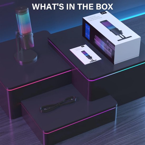 Fuegobird SP12 RGB Gaming-Mikrofon - Streaming-Mikrofon - für PC und Gaming-Mikrofon - Nierencharakteristik - Kondensatormikrofon - mit Ständer - integrierter Pop-Filter - Grau