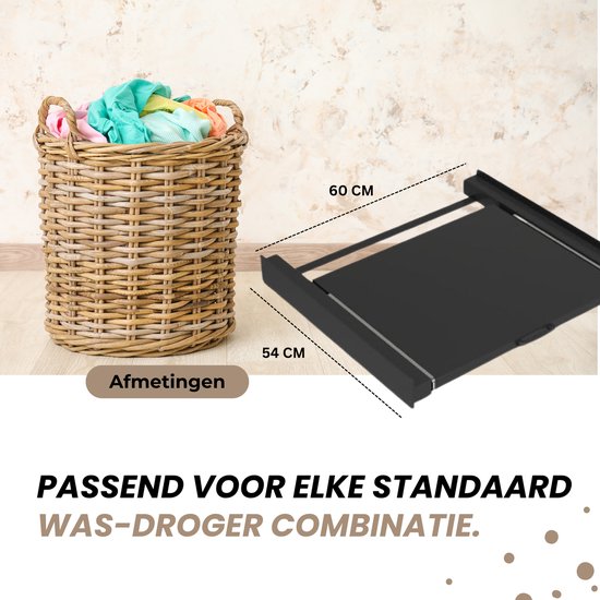Dastium Home – Schwarzes Stapelset für Waschmaschine und Trockner – Stapelset für Waschmaschine und Trockner – Zwischenstück für Waschmaschine und Trockner – Universal – Schwarz