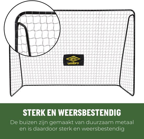 Umbro Fußballtor – Fußballtor 300 x 120 x 205 cm – Großes Fußballtor – Spielgerät für Kinder und Erwachsene – Schnelle Montage – Fußball-Trainingstor – Metall – Schwarz/Gelb