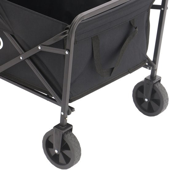 AXI SB120 Zusammenklappbarer Handwagen – Schwarz – Mit Zugstange, Bremsen und Schutzhülle – 60 kg Tragkraft – Einfach zu transportieren – Metall