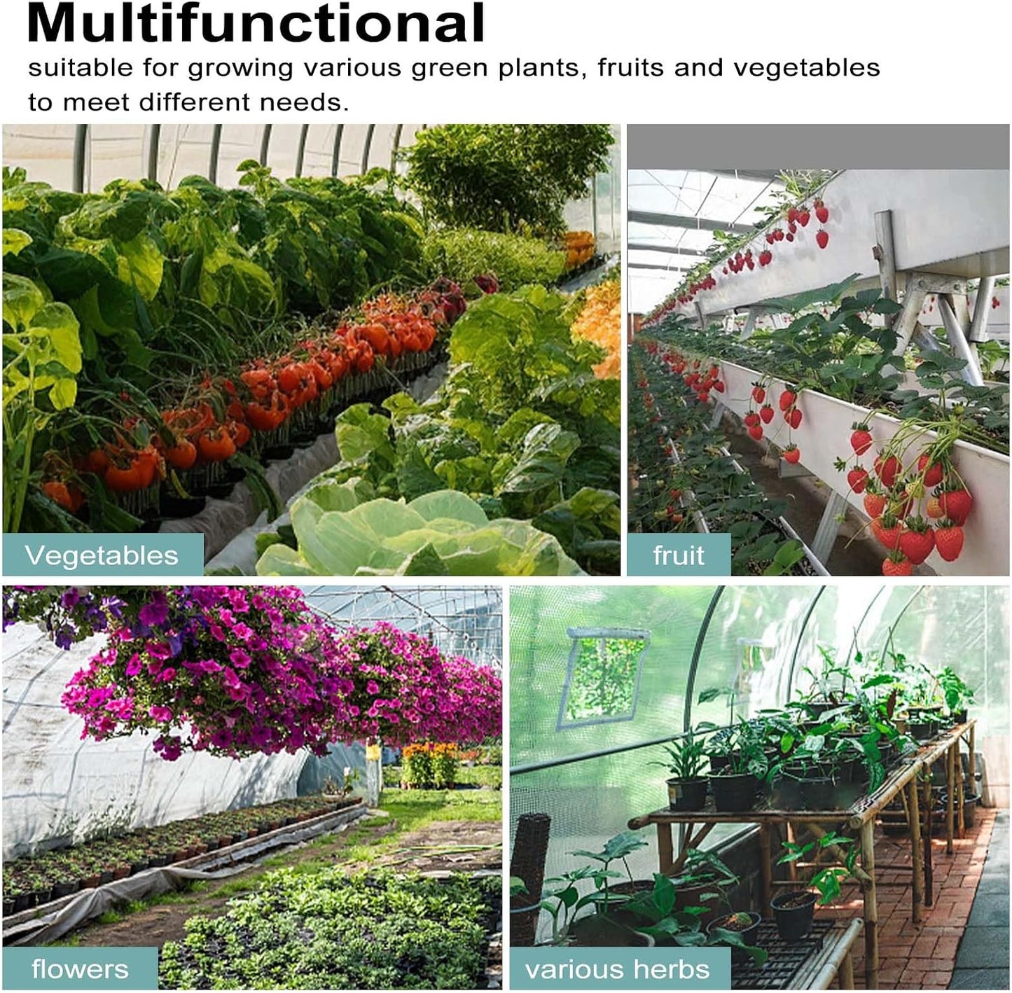 WOLTU Gewächshaus-Folientunnel 300 x 300 x 200 cm – Tomatengewächshaus mit Tür und 6 Lüftungsfenstern – Weiß