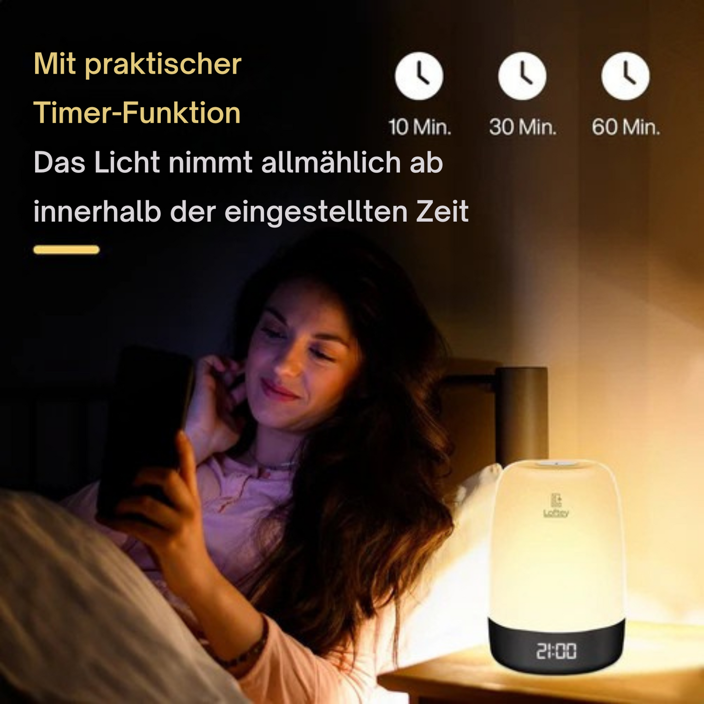 Loftey - Lichtwecker - 5 Naturgeräusche - Snooze-Funktion - Weiß