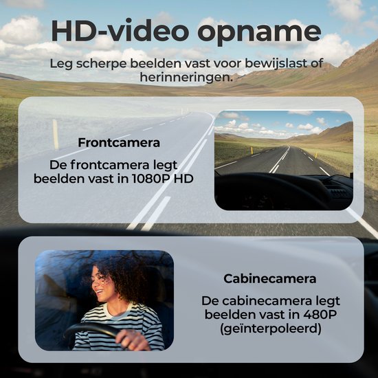 Denver Dashcam - Dashcam für Auto - Front- und Innenraumkamera - Full HD - 120° Weitwinkel - Schleifenaufzeichnung - G-Sensor - CCT2500