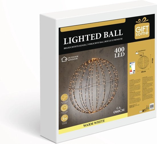 Giftsome - Weihnachtsbeleuchtung - LED Lichtkugel - 60 CM - Outdoor und Indoor - Schwarz