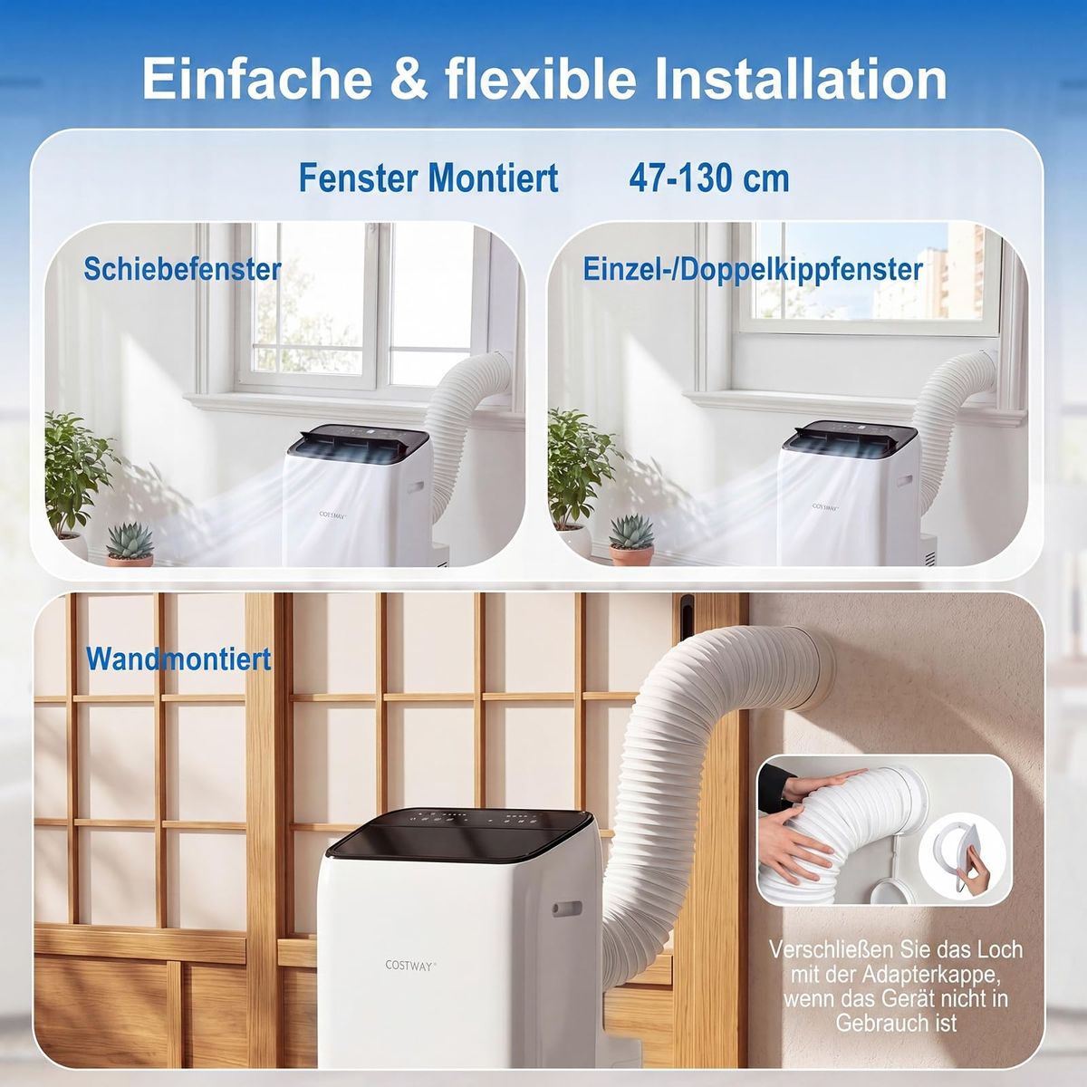 Coast Mobile Klimaanlage – 5-in-1-Klimaregelung – 12.000 BTU – Für Räume bis zu 46 m² – Weiß