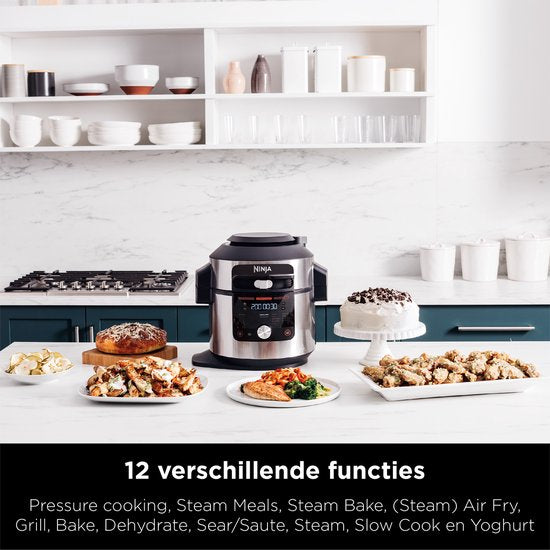 Ninja Foodi OL650EU Multikocher – 12 Kochfunktionen – 7,5 Liter – inklusive Heißluftfritteuse, Schnellkochen, Dämpfen, Grillen
