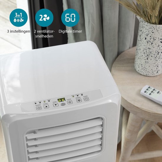 Tristar AC-5531 Mobile Klimaanlage 10.500 BTU – 3-in-1-Gerät: Klimaanlage, Ventilator und Luftentfeuchter – Für Räume bis zu 38 m² – Timer und Fernbedienung – Weiß