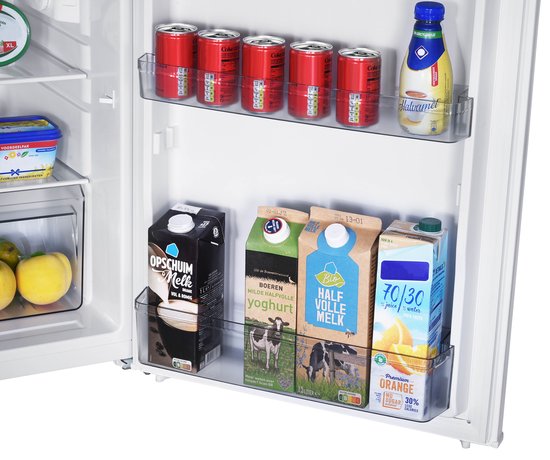 Tomado TRT5501W Tischkühlschrank, energieeffizient – 109 Liter – Mit Gefrierfach – 55 cm breit – Leise: 37 dB – LED-Beleuchtung – Energieeffizienzklasse C – Freistehend – Weiß