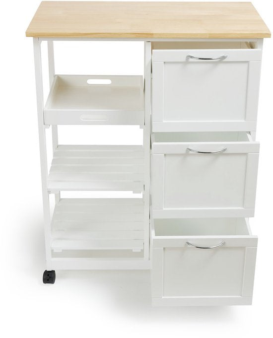 Lifa Living Küchenwagen Sophie - Räder - Servierwagen - Weiß - 67x37x84(LxBxH)