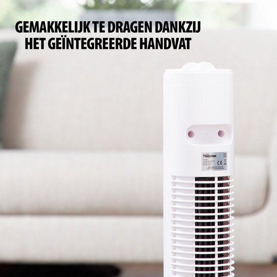 Tristar Turmventilator – Timer bis zu 120 Min. – Schwenkbar – 3 Geschwindigkeitsstufen – Leise & kompakt – VE‑5900 – Weiß