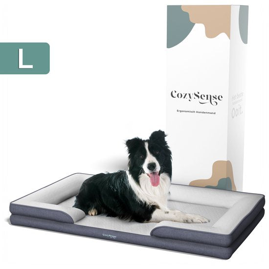 CozySense® Orthopädisches Hundebett – 90 x 54 cm – Größe L – Wasserdichtes Hundebett mit waschbarem Bezug – Auch als Transportbox-Kissen geeignet – Weiß