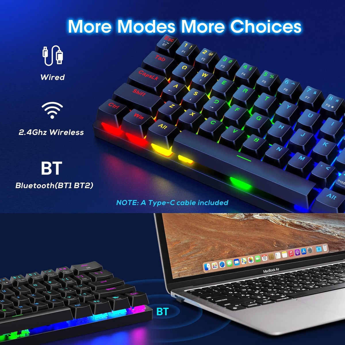 ET mechanische Tastatur mit Maus – 60 % – QWERTY US