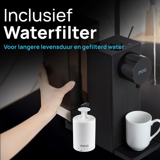 MOA Heißwasserspender HWD01B - Heißwasserhahn - Deluxe-Sofortkocher - Einstellbare Temperatur (20°C, 40°C, 85°C, 100°C) - Volumenauswahl (200 ml, 400 ml) - Heißwasserspender - Babymilchfunktion