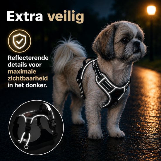 By Cee Cee Hundegeschirr – Anti-Zug-Geschirr – Y-Geschirr für Hunde – Reflektierendes Hundegeschirr – Schwarz – Größe S