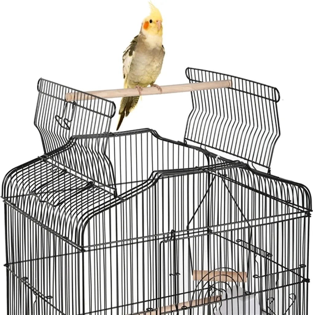 Yaheetech XXL Vogelkäfig mit Ständer und Spielbereich – Schwarz – 46 x 35 x 150,5 cm