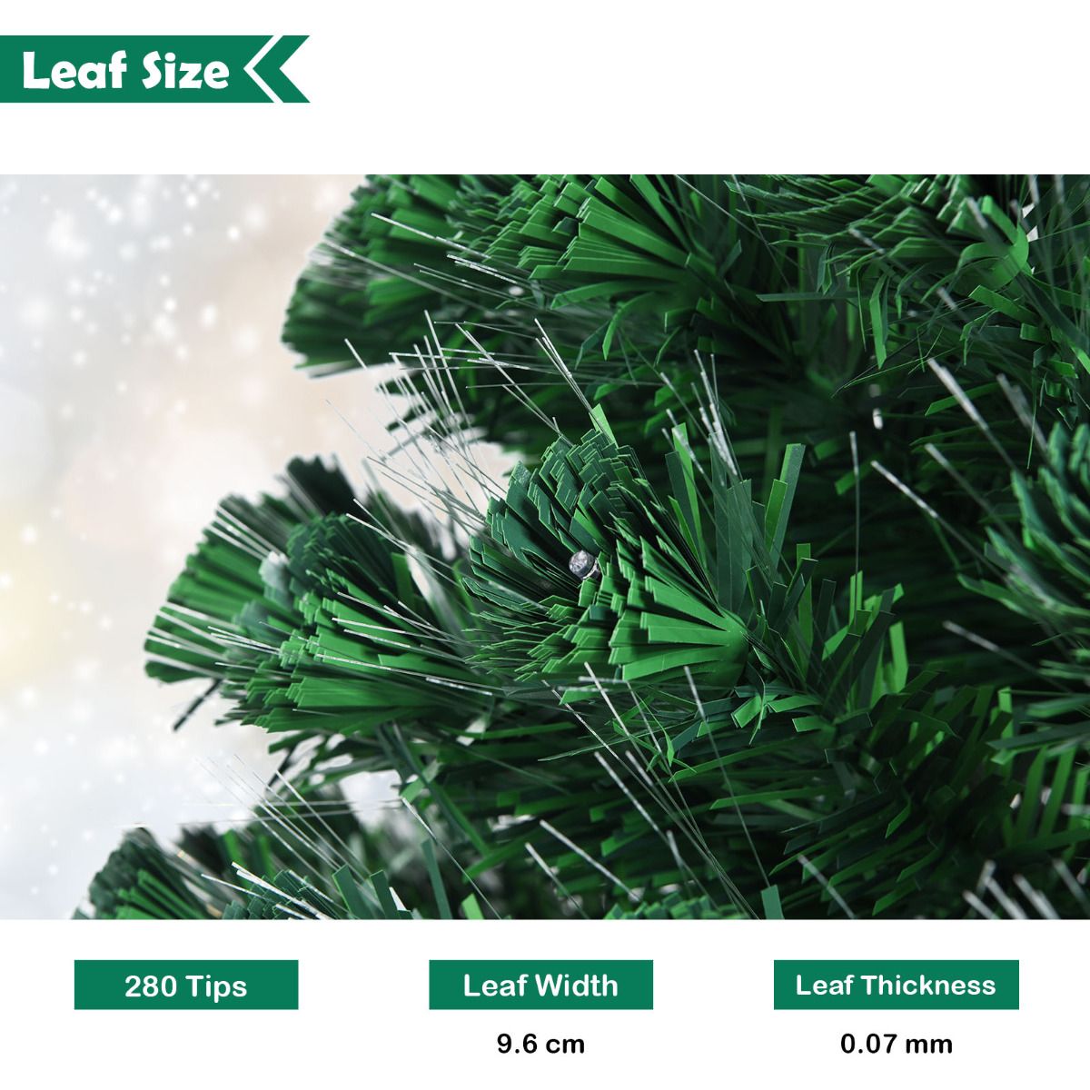 Coast Luxury Artificial Christmas Tree 210 cm Grün - Mit LED und Glasfaser Farbbeleuchtung