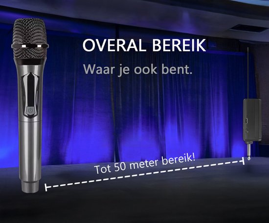 Tech Essentials Drahtloses Mikrofon - USB-C Wiederaufladbar - Extra Reichweite - Karaoke - ASMR - Studio - Geeignet für Party Box - 3.5-6.3mm Klinke
