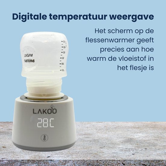 LAKOO Digitaler Flaschenwärmer - Babynahrung - Kabellos - Modell 2024 - bis zu 6x Erwärmung ohne Strom