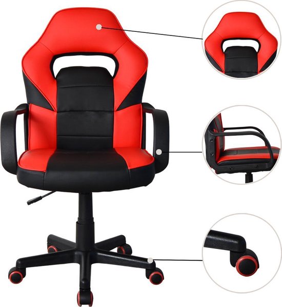 Spielstuhl Thomas junior - Bürostuhl Gaming Style - höhenverstellbar - rot schwarz