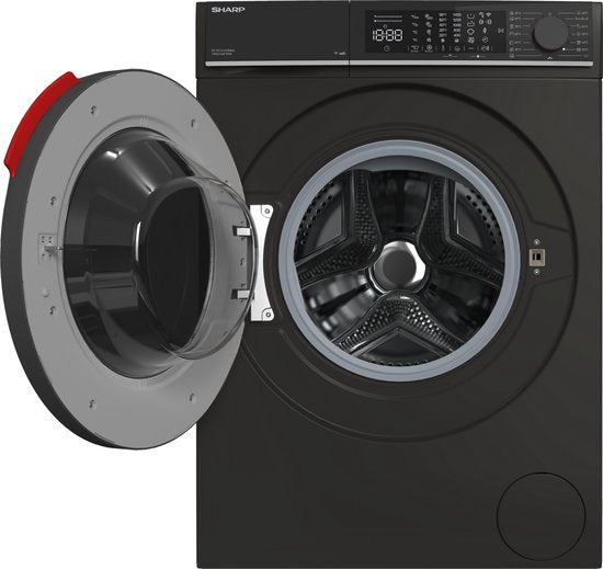 Sharp Waschmaschine ESNFL014CBNA2CB – 10 kg – Energieeffizienzklasse A – Mattschwarz