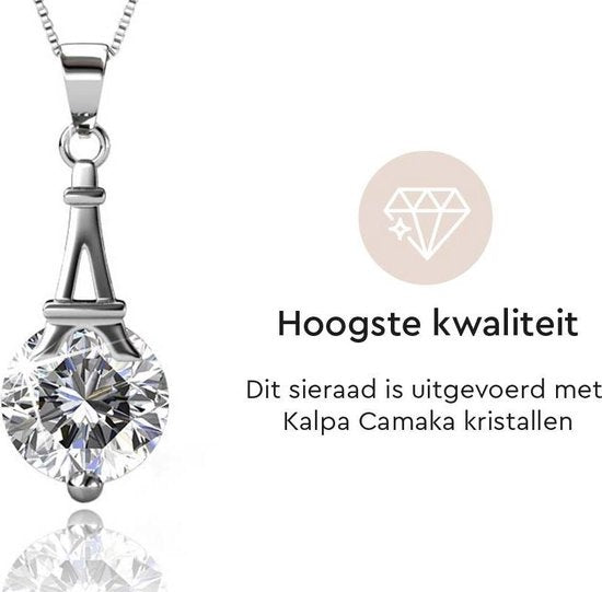 Yolora Damen Halskette mit Kalpa Camaka Kristall Anhänger - Farbe Silber - 18K Weißgold plattiert - Geschenkbox - Muttertagsgeschenk