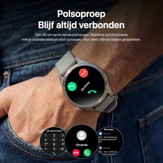Otiume Modern Pulse GTR1 – Smartwatch – 46 mm AMOLED-Display – Dual-GPS – Telefonieren über Bluetooth – Schwarz