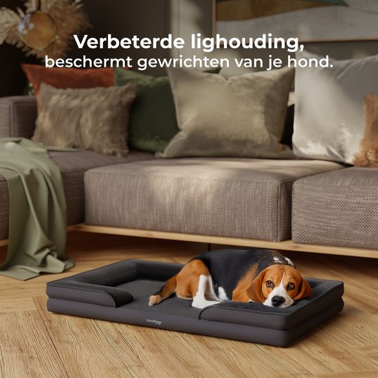 CozySense® Orthopädischer Hundekorb - 75 x 45 cm - Größe M - Wasserdichtes Hundebett mit waschbarem Bezug - Geeignet als Sitzkissen - Schwarz