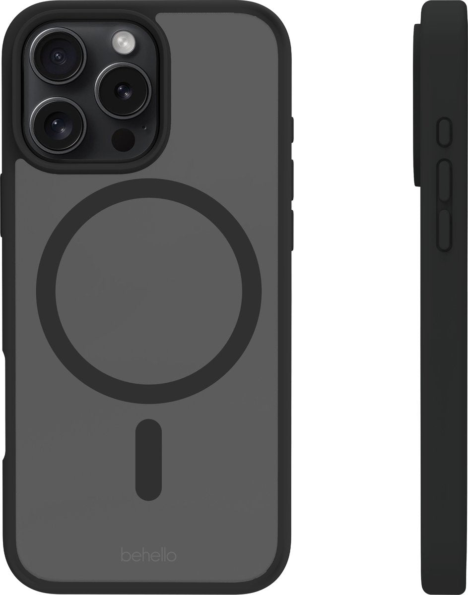 BeHello Hülle für iPhone 16 Pro - MagSafe - Flexibel - Stoßfest - Transparent Schwarz