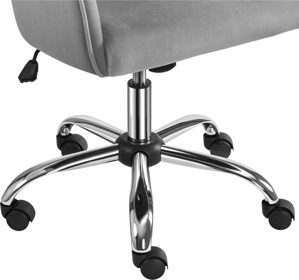 Yaheetech Bürostuhl Ergonomisch - Verfügt über luxuriöse Samtpolsterung und höhenverstellbaren Gaslift und 360° drehbare Nylon-Räder - Für Büro und Studie - Hellgrau Metall - 60 x 61 x 83-92,5 cm