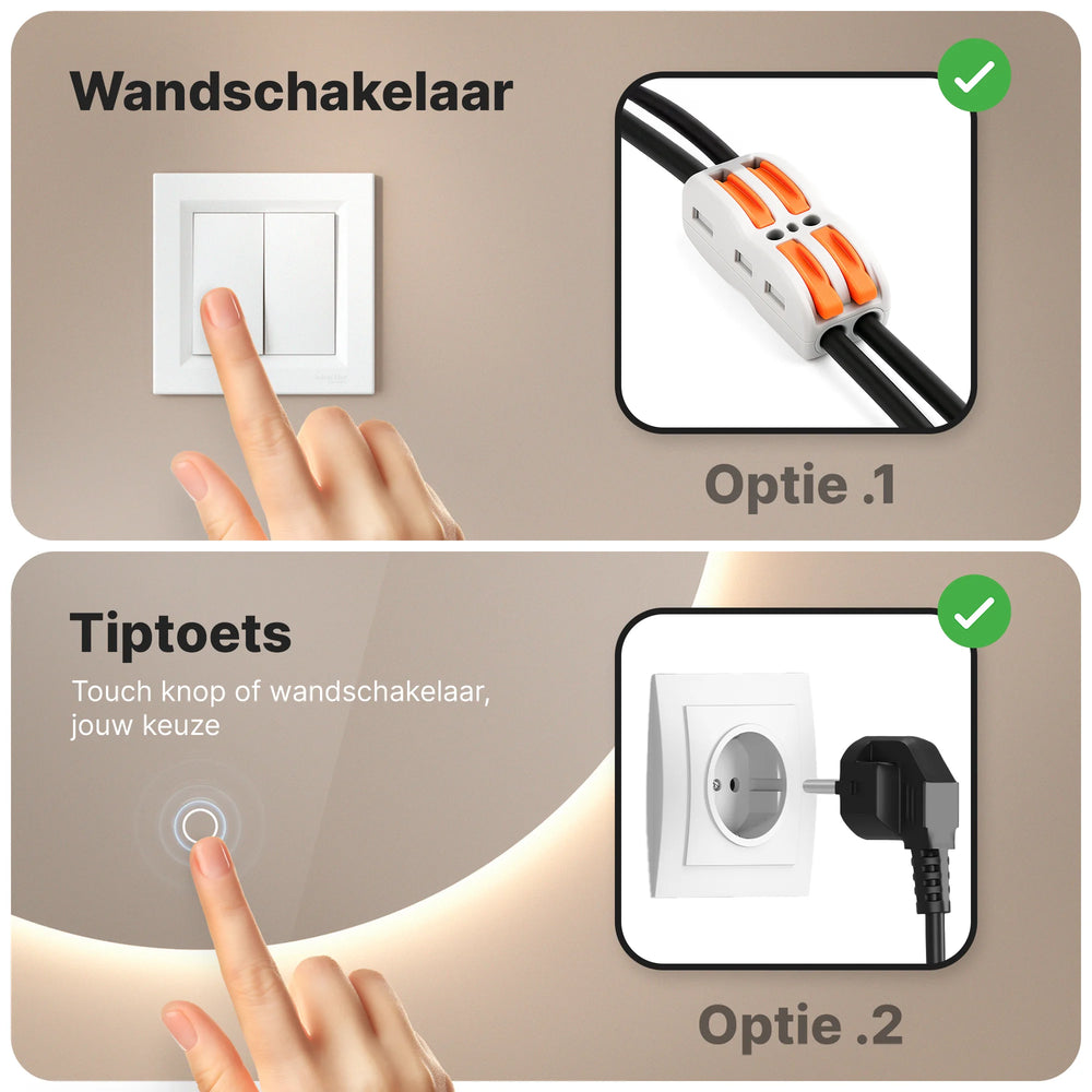 Mirlux Badezimmerspiegel, rund, rahmenlos – Ø 60 cm – dimmbare LED, beschlagfrei, Touch-Sensor