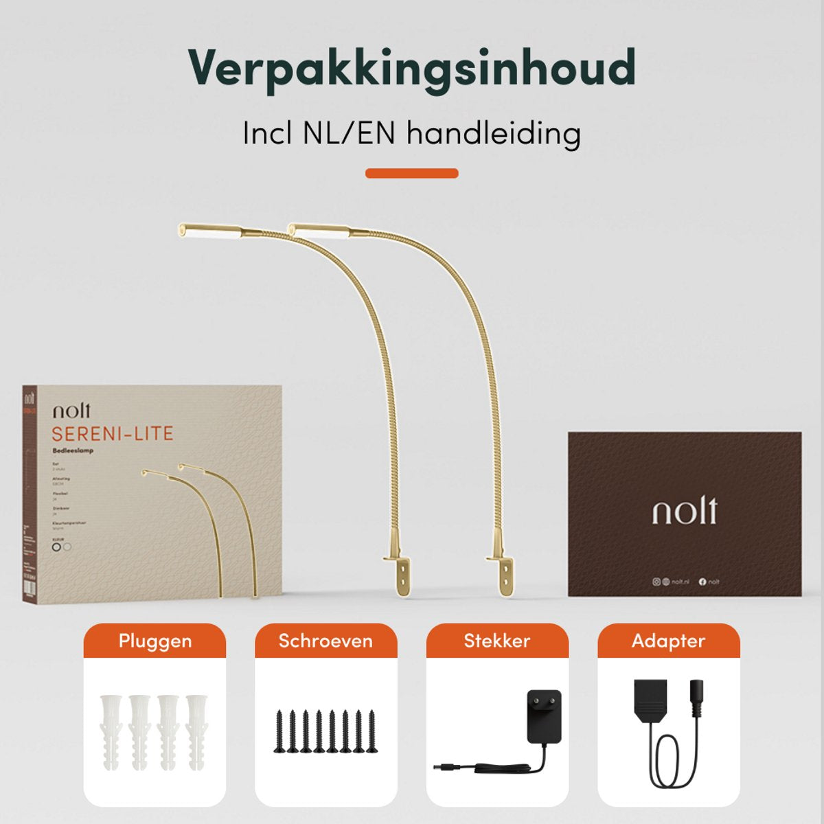 Nolt - Leselampe Bettleuchte - Dimmbare LED, 2er-Set, Klemme - Höhe 58 cm - Metall - Gold