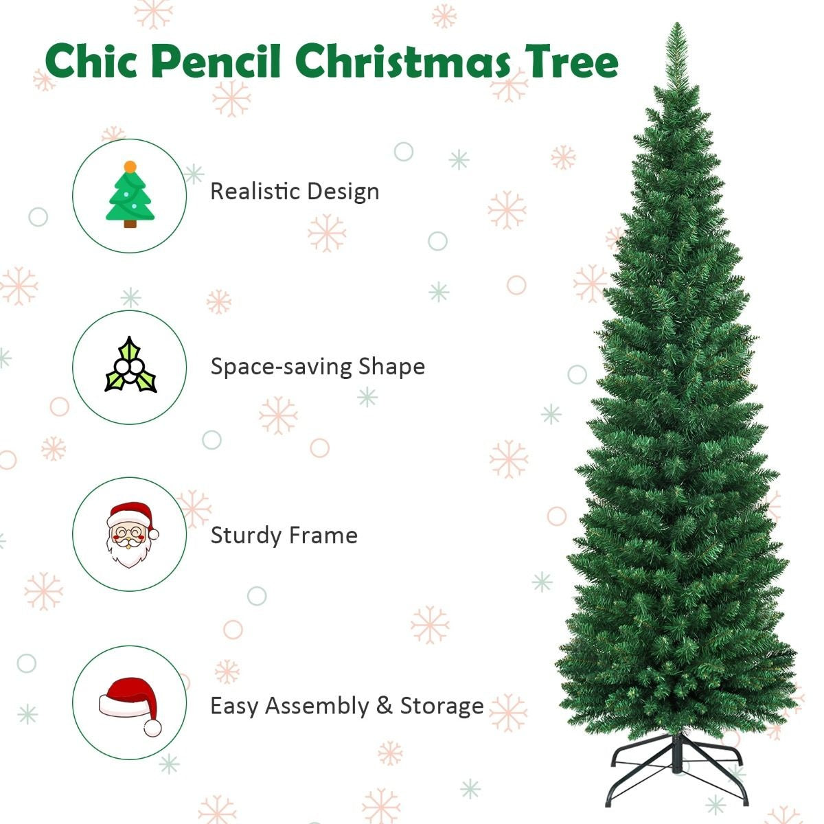 Künstlicher Weihnachtsbaum Coast Pencil Shape - PVC - 180cm mit 400 Spitzen