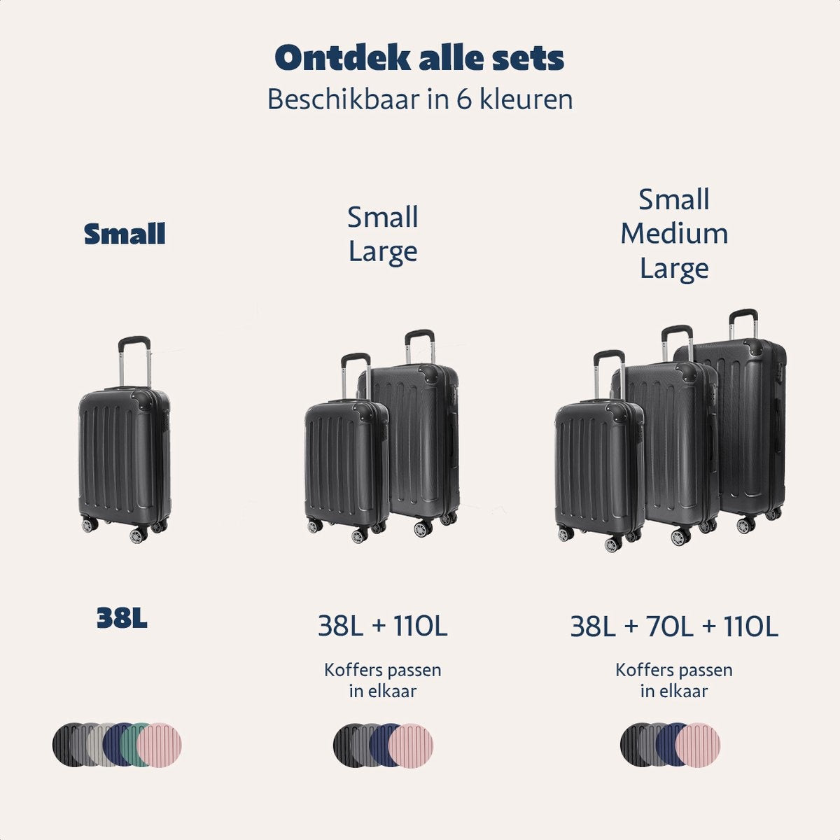 TRVLMORE Handgepäck Koffer - 54x36x20 cm - 38L - Geeignet für Flugzeugkabine - Schwarz