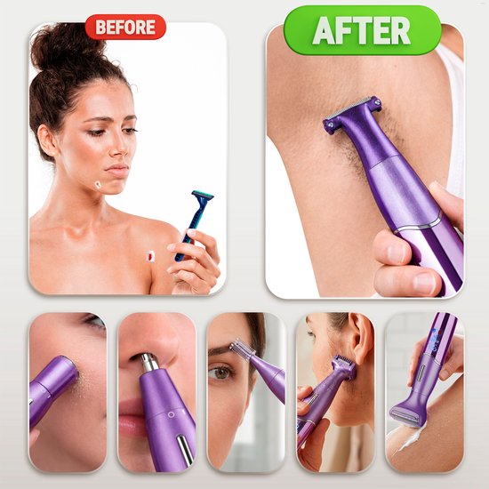 6-in-1 Bikini-Trimmer - Sansbeauté® - Gesicht - Achseln - Beine - Bikinizone - Augenbrauentrimmer - Gesichtshaarentfernung Damen - Intimzone - Ladyshaves Bikini - Epilierer elektrisch