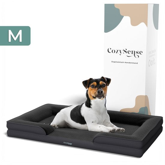 CozySense® Orthopädischer Hundekorb - 75 x 45 cm - Größe M - Wasserdichtes Hundebett mit waschbarem Bezug - Geeignet als Sitzkissen - Schwarz