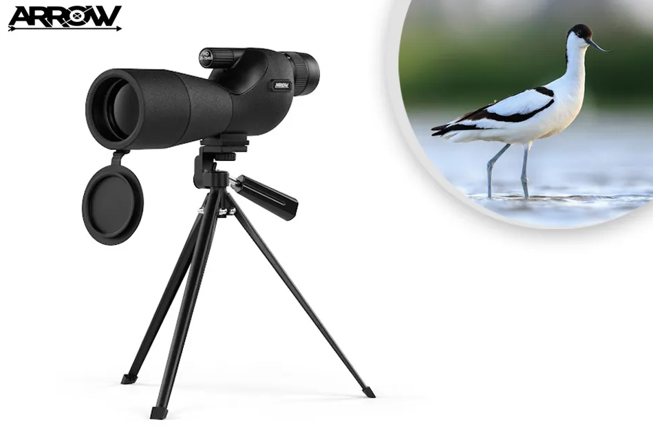 ARROW Leistungsstarker Vogelbeobachter mit stabilem Stativ - Schwarz