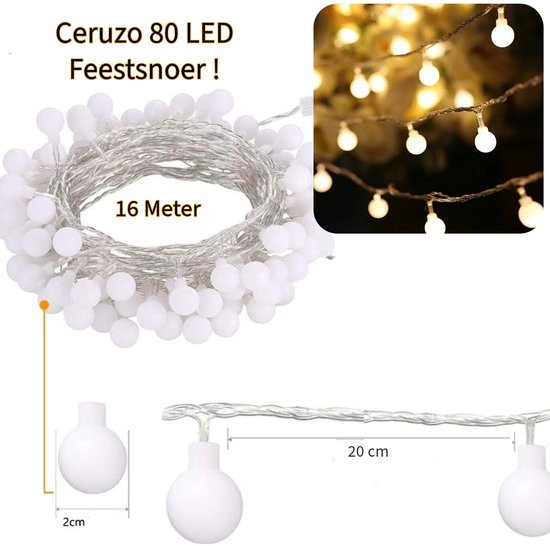 Ceruzo Party Lights 16 Meter - 80 Lichter - Partyzelt - Warm White-LED- Außenbeleuchtung