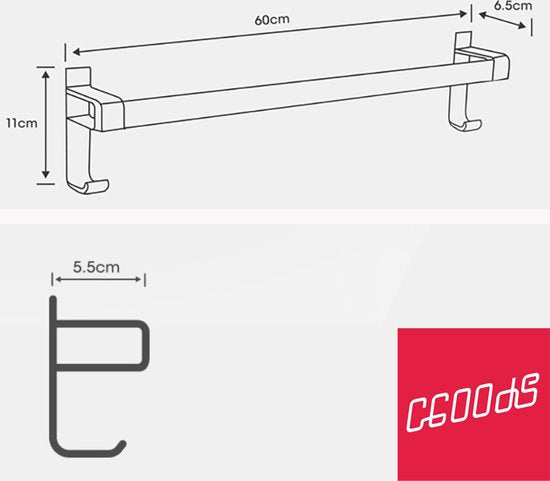 Cgoods Handtuchhalter ohne Bohren - Handtuchhalter Bad - Handtuchhalter - Handtuchhalter - 60CM