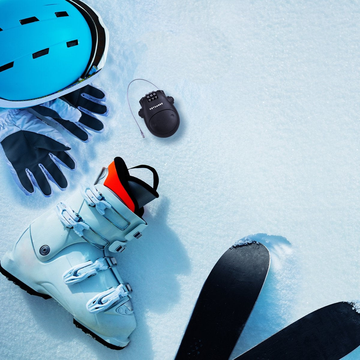 TRVLMORE Snowboardschloss - Skischloss - Zahlenschloss - Stahl